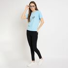Ladies' 100% Cotton Round Neck T-Shirt, हल्का नीला, small image number null