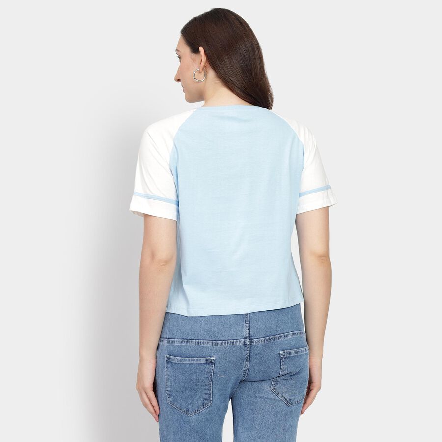 Ladies' 100% Cotton Crop  Top, Light Blue, large image number null