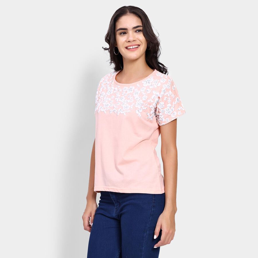 Ladies' Round Neck T-Shirt , Peach, large image number null