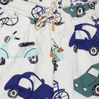 Boys' White Printed Cotton Relaxed Fit Bermuda Shorts, ऑफ व्हाइट, small