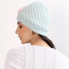 Women's Light Pastel Blue Floral Beanie Cap, हल्का हरा, small image number null