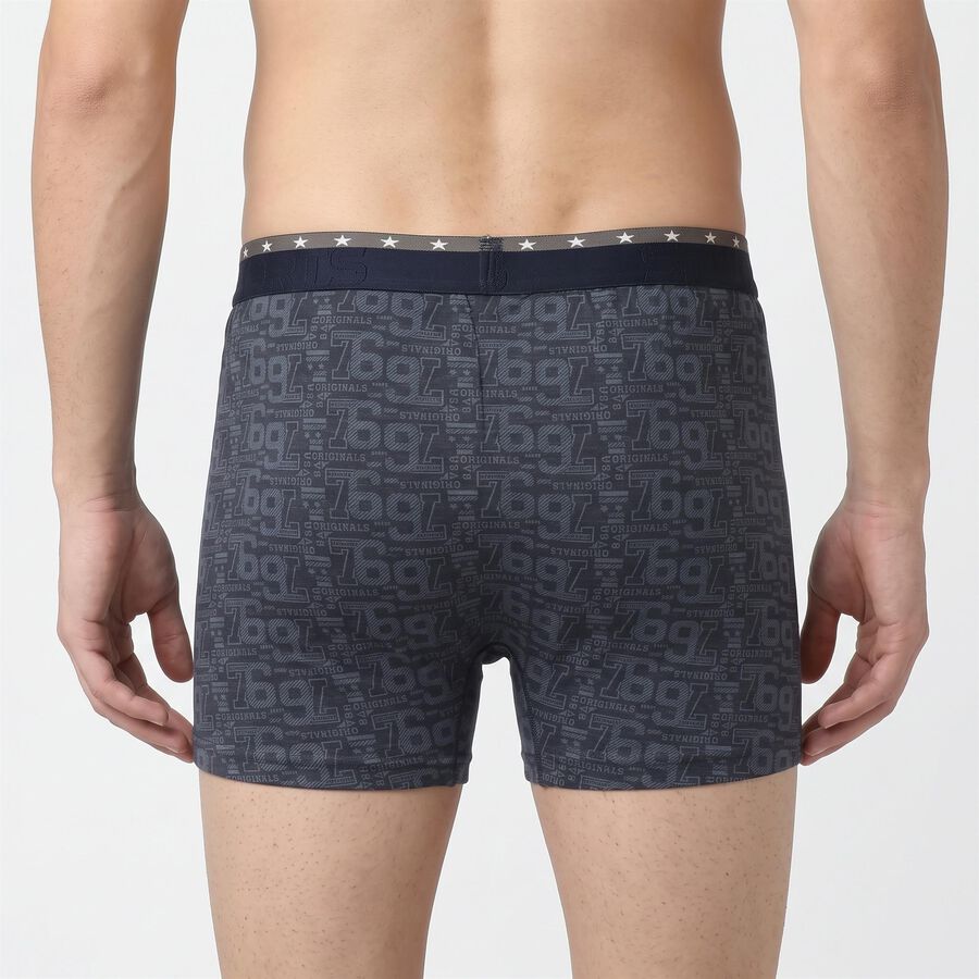 Men's Navy Blue Regular Fit Printed Trunks, नेवी ब्लू, large
