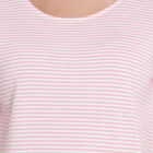 Cotton Stripes Round Neck T-Shirt, Light Pink, small image number null