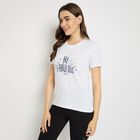 Ladies' Round Neck T-Shirt, सफ़ेद, small image number null
