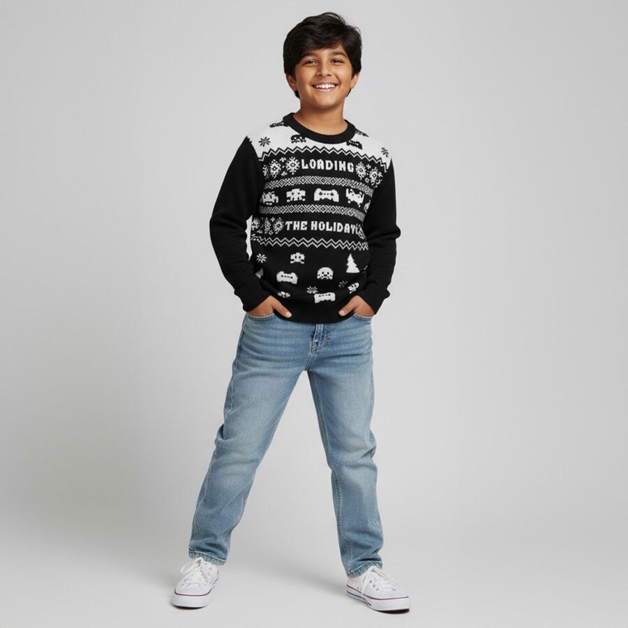 Boys' Pullover, काला, large image number null