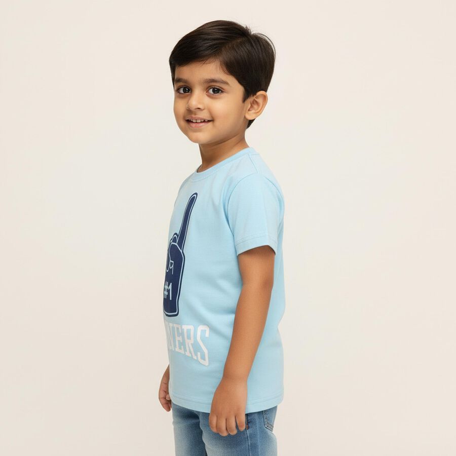 Boys Light Blue Crew Neck Casual T-Shirt, हल्का नीला, large image number null