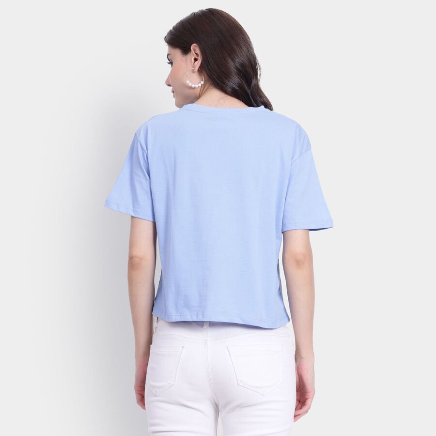 Ladies' 100% Cotton Crop  Top, हल्का नीला, large image number null