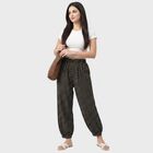 Women's Dark Grey Regular Fit Printed Palazzos, Dark Grey, small