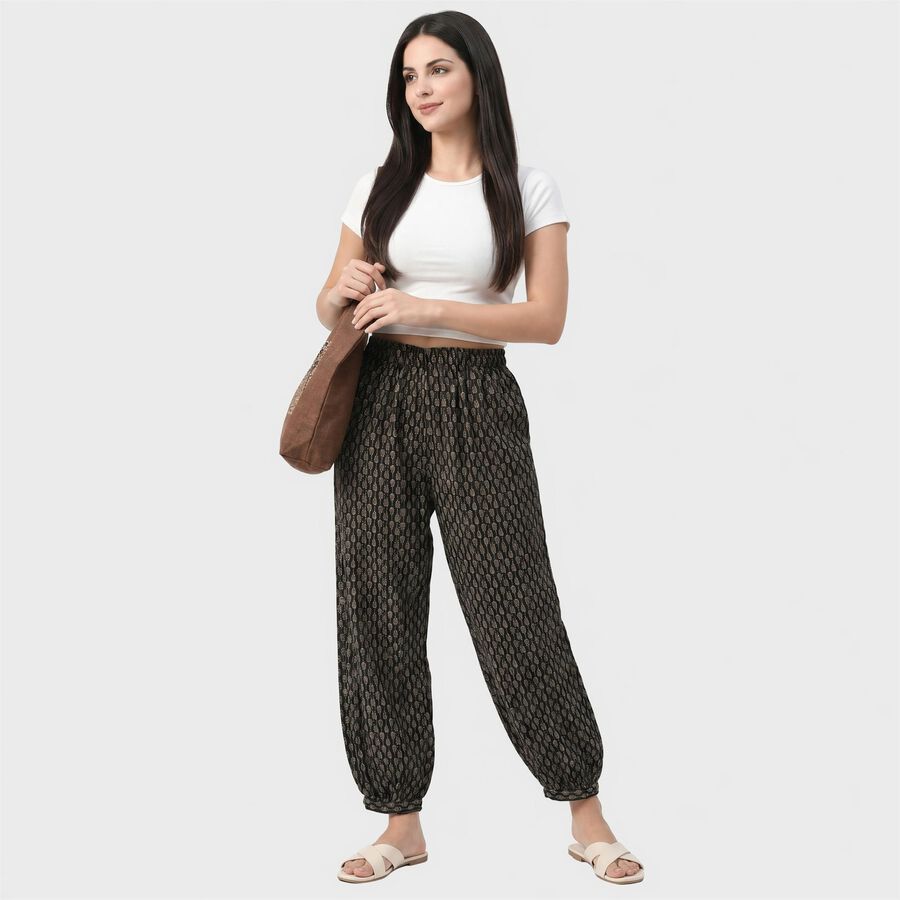 Women's Dark Grey Regular Fit Printed Palazzos, Dark Grey, large