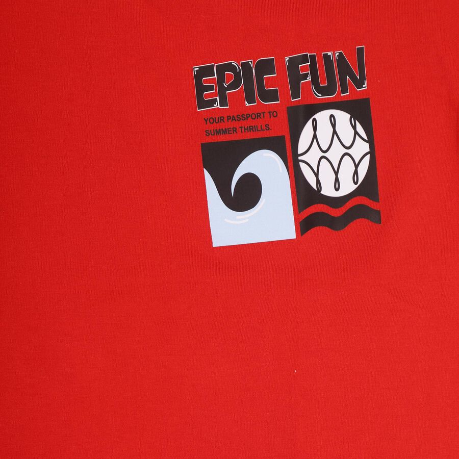 Boys' Half Sleeves T-Shirt, Red, large