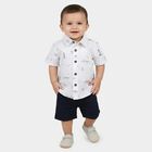 Infants' Navy Blue Cotton Collared Nautical Printed Baba Suit, Navy Blue, small