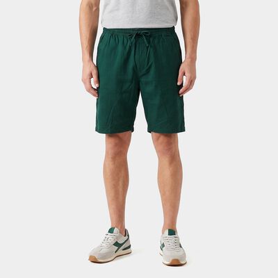 Men's Green Regular Fit Drawstring Jamaican Shorts