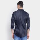 Cotton Stripes Casual Shirt, Navy Blue, small image number null