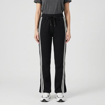 Women's Black Side-Striped Track Pants
