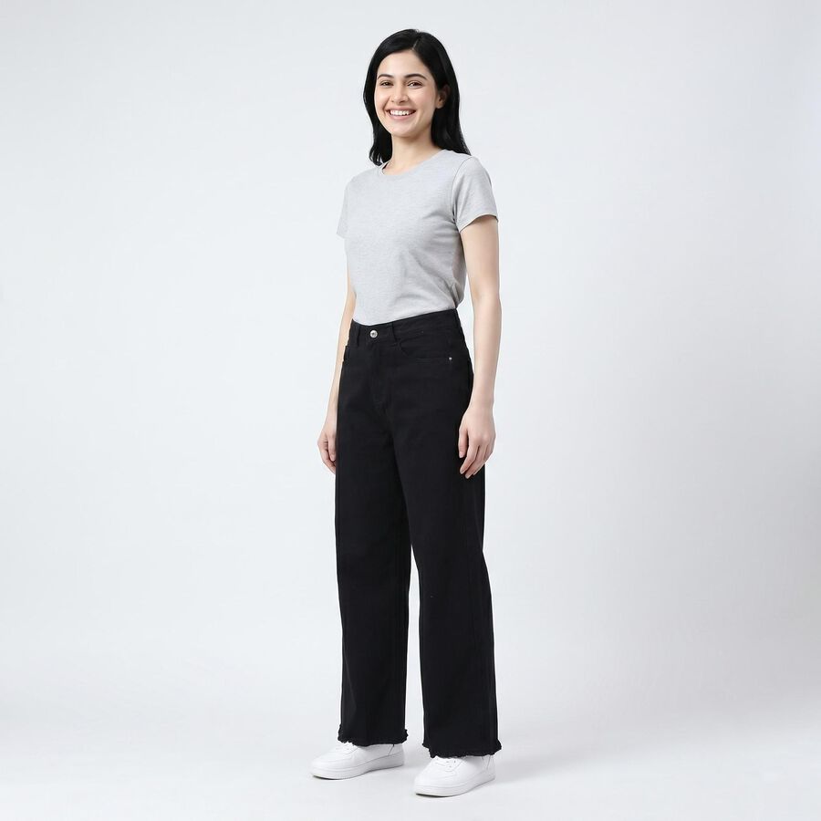 Women's Black Regular Fit Classic Jeans, Black, large