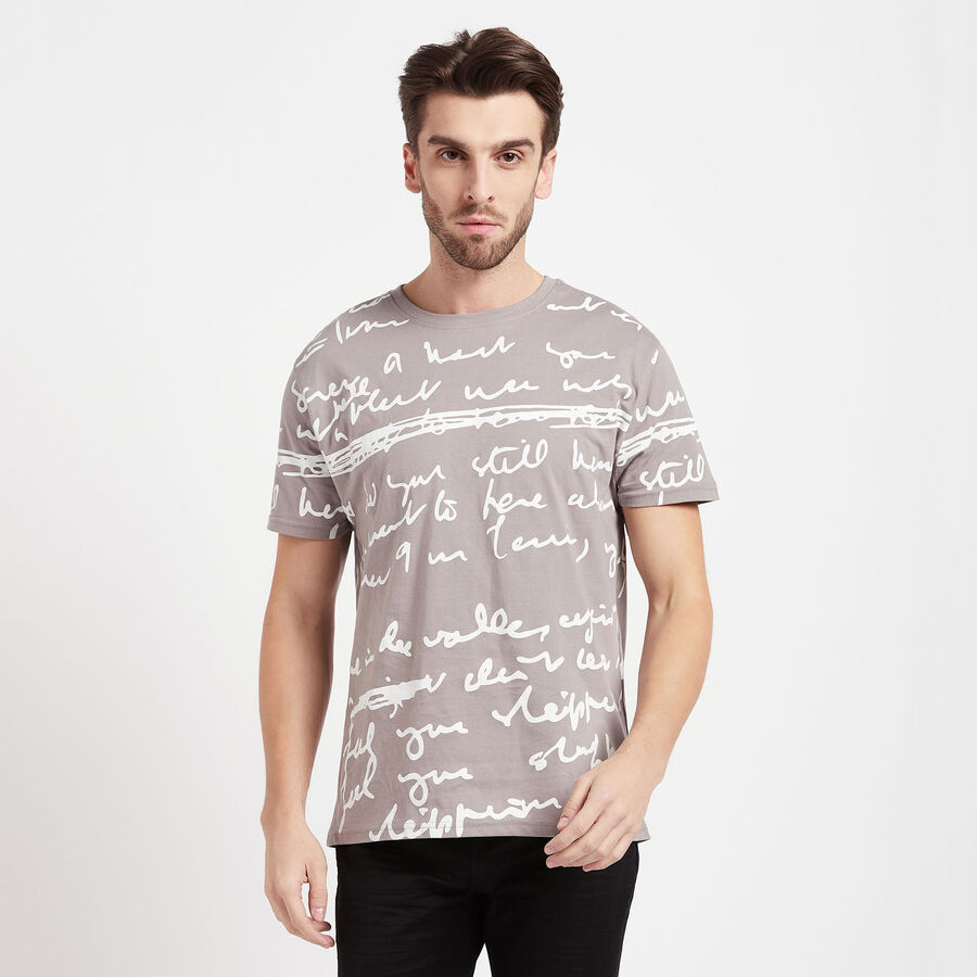 All Over Print Round Neck T-Shirt, Dark Grey, large image number null