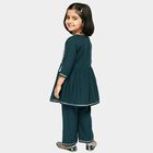 Girls' Deep Teal Embroidered Kurta and Pants Fusion Set, टील ब्लू, small image number null
