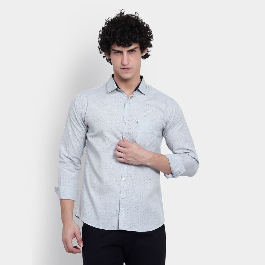 Printed Casual Shirt, Light Grey, large image number null