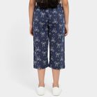 Girls' Navy Blue Regular Fit Solid Capri, Mid Blue, small