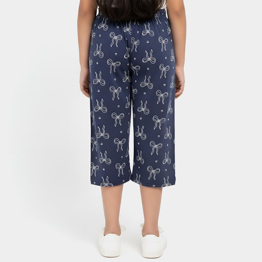 Girls' Navy Blue Regular Fit Solid Capri, Mid Blue, large