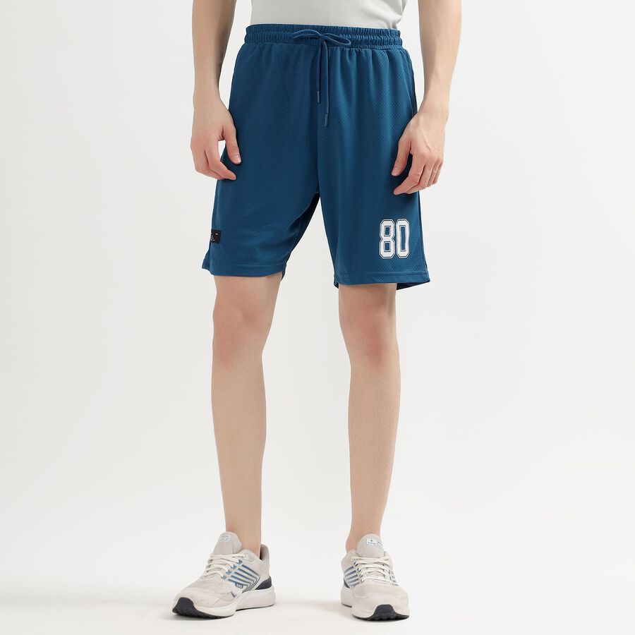 Men's Deep Teal Regular Fit Placement Printed Bermuda Shorts, Teal Blue, large image number null