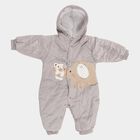 Infants' Light Grey Hooded Elephant Appliqué Baba Suit, हल्का ग्रे, small image number null