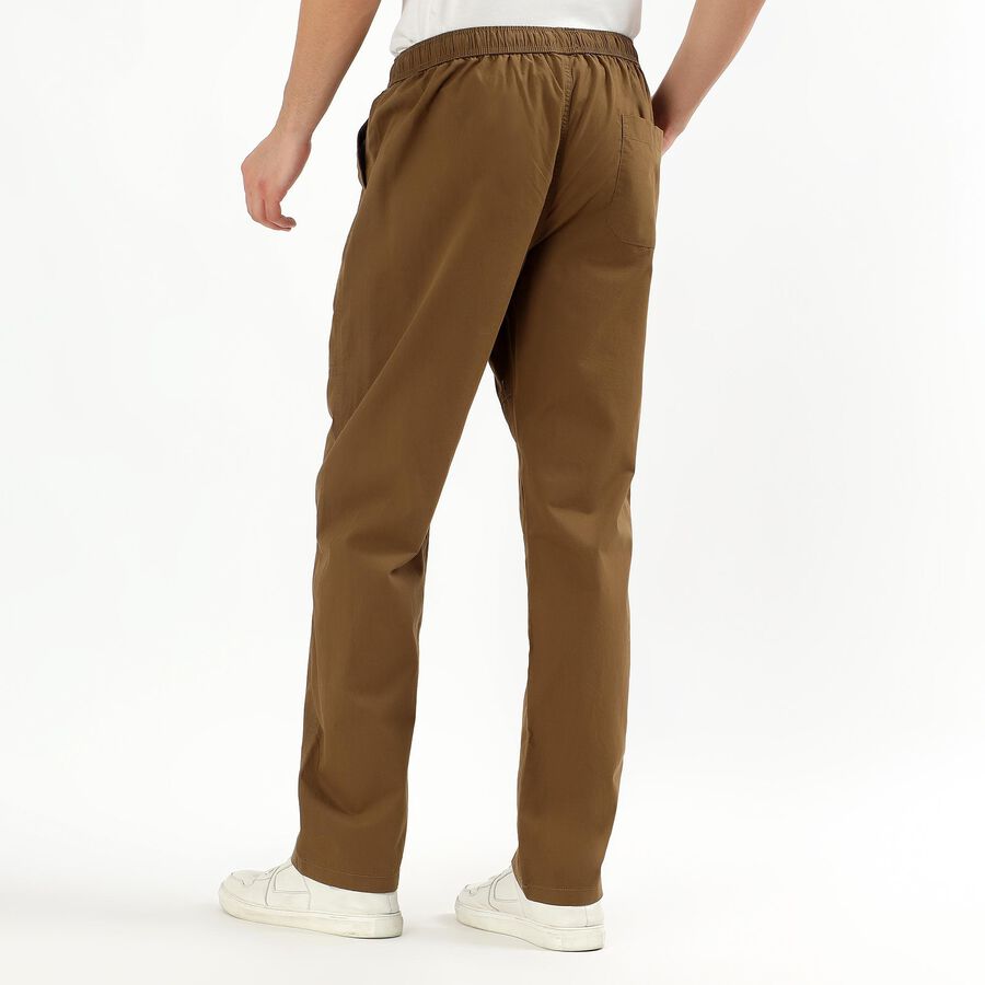 Men's Warm Camel Brown Relaxed Fit Cargo Track Pants, Khaki, large image number null
