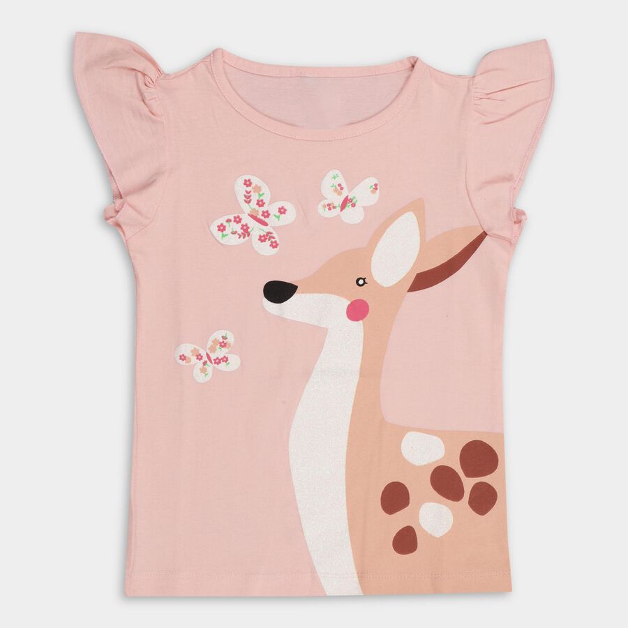 Girls' 100% Cotton T-Shirt , हल्का गुलाबी, large image number null