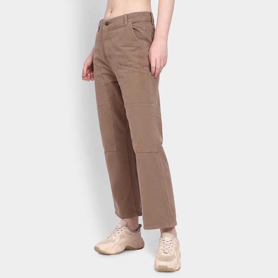 Ladies' 100% Cotton Trousers, Brown, large image number null