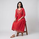 Women's Fuchsia Round Neck Embroidered Kurta, Fuchsia, small