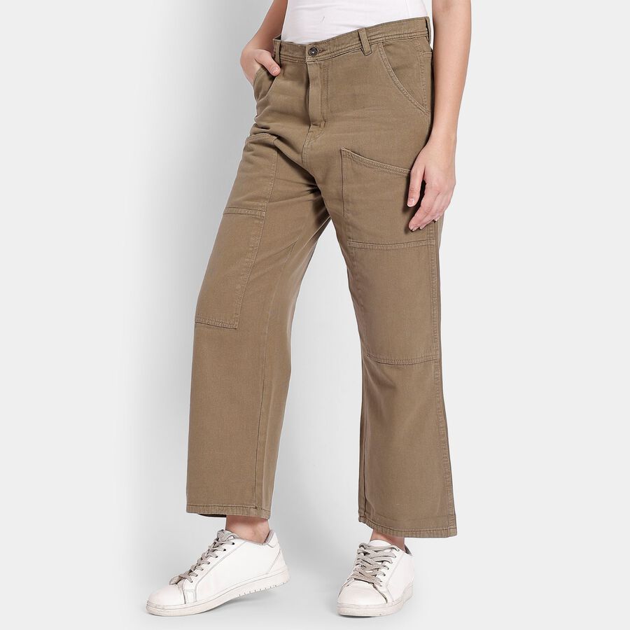 Ladies' 100% Cotton Trousers, Olive, large image number null