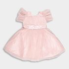 Girls' Soft Pink Floral Embellished Party Wear Frock, गुलाबी, small image number null