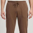 Men's Brown Straight Fit Solid Track Pants, भूरा, small