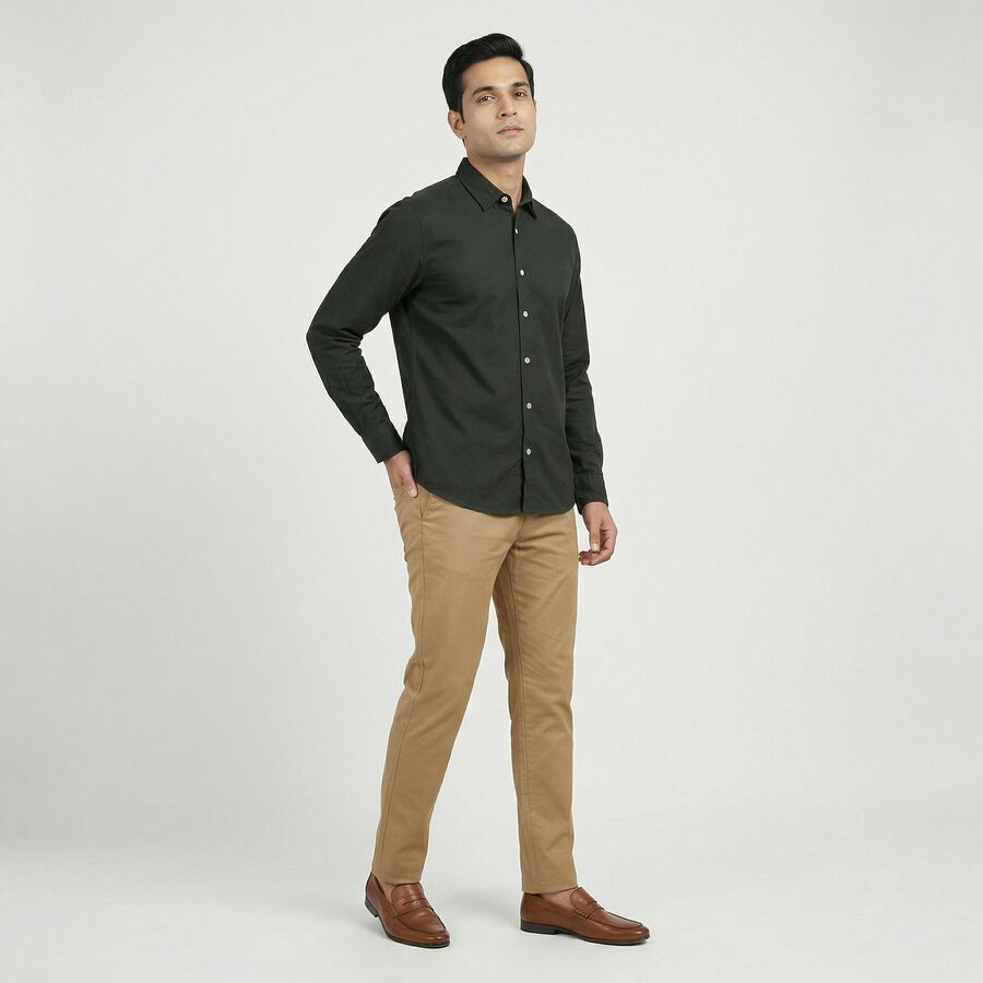 Men Olive Green Cotton Casual Shirt, ओलिव, large