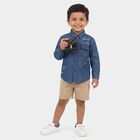 Boys' Light Blue Long Sleeve Collared Utility Shirt, हल्का नीला, small
