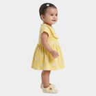 Infant Girls' Yellow Regular Fit Daisy Printed Ruffle Neck Frock, Yellow, small