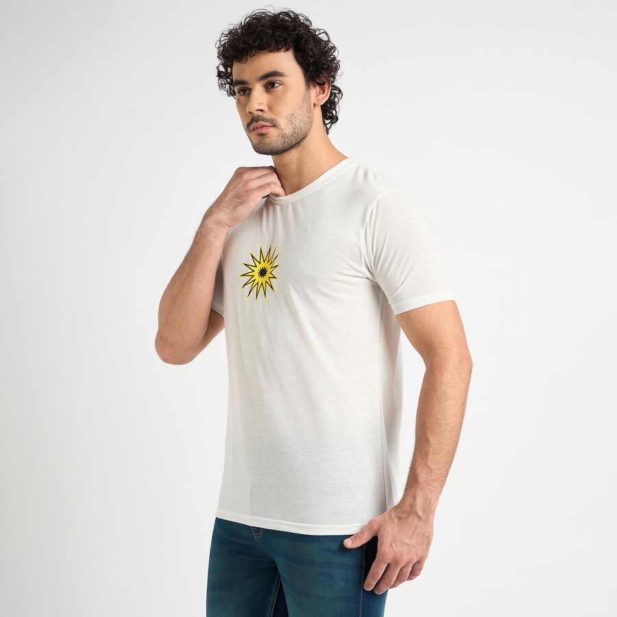 Men's Round Neck Half Sleeves T-Shirt , White, large image number null