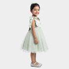 Girls' Mint Green Fit and Flare Bow Detail Party Wear Frock, हल्का हरा, small