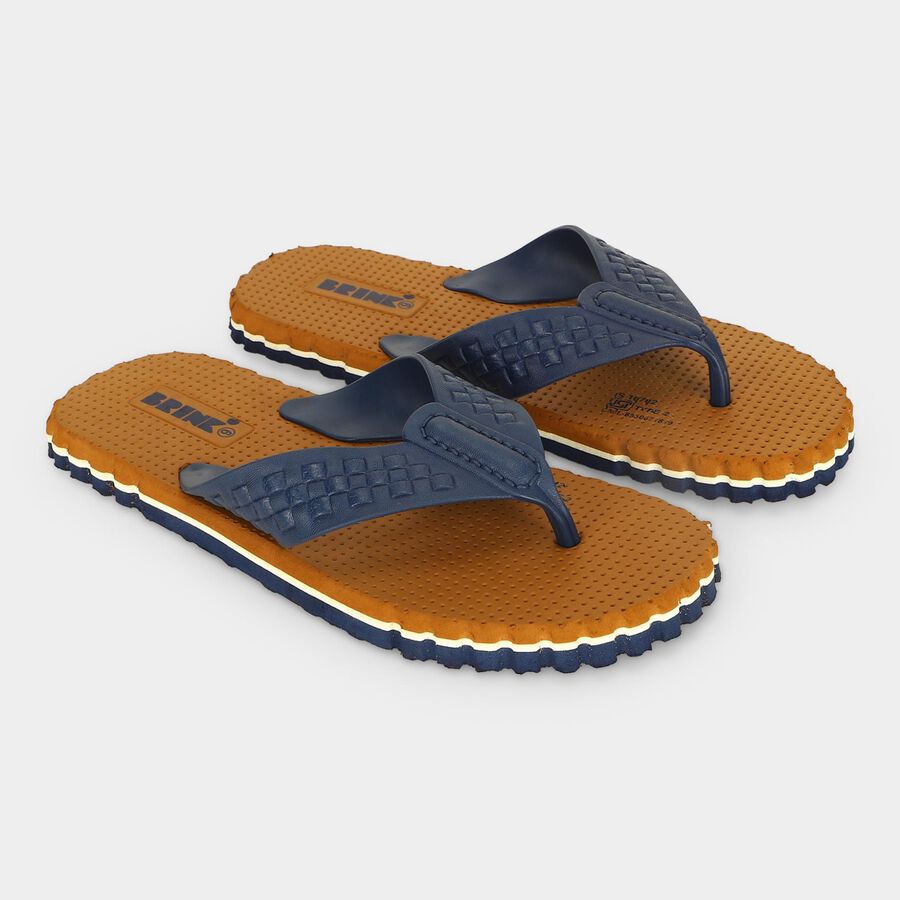 Men's Tan Flip-Flop Slippers, टैन, large