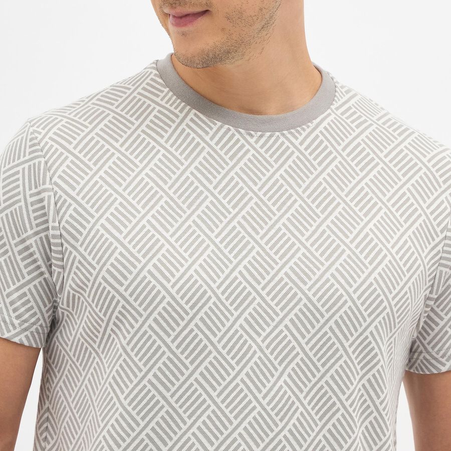 Men's Round Neck Half Sleeves T-Shirt, Light Grey, large image number null