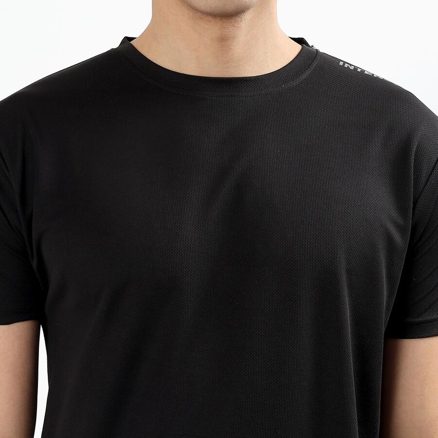 Men's Black Crew Neck Athleisure Drifit T-Shirt, Black, large