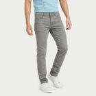 Men's Grey Slim Fit Solid Jeans, Light Grey, small