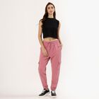 Women's Dusty Rose Cargo Fit Elasticated Track Pants, Pink, small image number null