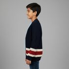 Boys Deep Midnight Navy Blue V-Neck Casual Pullover, Navy Blue, small image number null