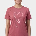 Women's Pink Round Neck Graphic Print T-Shirt, Pink, small