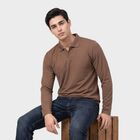 Men's Brown Polo Neck Polo T-Shirt, भूरा, small