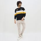 Men's Jet Black Crew Neck Casual Sweatshirt, काला, small image number null