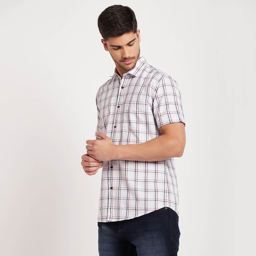 Cotton Checks Casual Shirt, White, large image number null