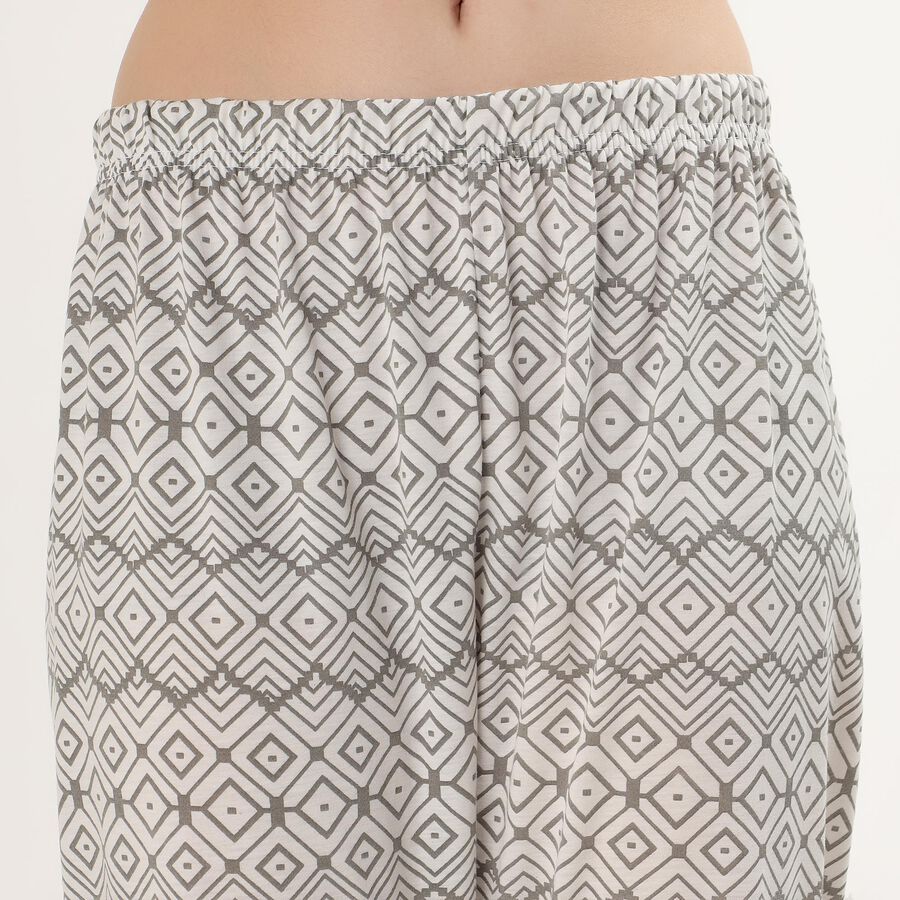 Women's Muted Grey Geometric Printed Full-Length Pyjama, Light Grey, large