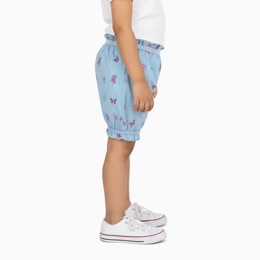 Girls' Light Blue Regular Fit Printed Bloomers, Light Blue, large image number null
